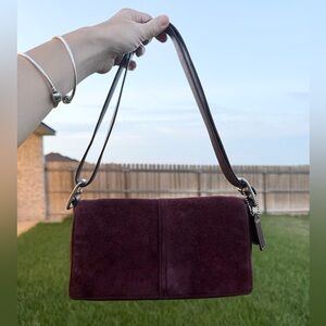 Vintage Y2K Coach Deep Plum/Purple Suede Shoulder/Crossbody Bag, Style # 8E84